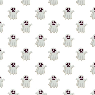 Cadılar Bayramı beyaz hayalet karikatür arka plan vektör tasarımı