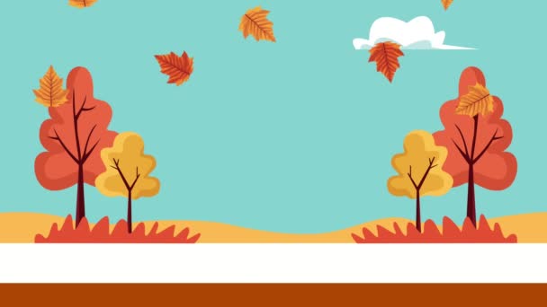 Olá animação de outono com paisagem florestal cena — Vídeo de Stock