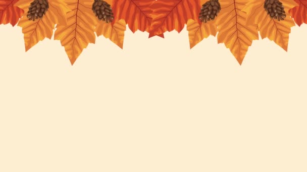 Olá animação de outono com padrão de folhas — Vídeo de Stock