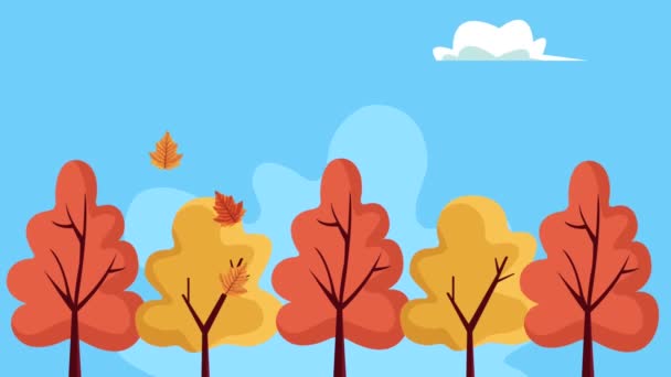 Γεια animation φθινόπωρο με δασική σκηνή — Αρχείο Βίντεο