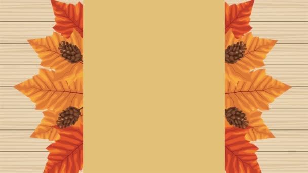 Привіт осінь анімація з рамкою листя — стокове відео