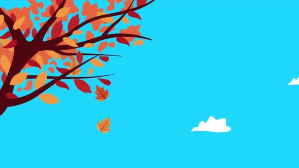 Merhaba sonbahar animasyonu Ağaç dalları ve yapraklarla — Stok video