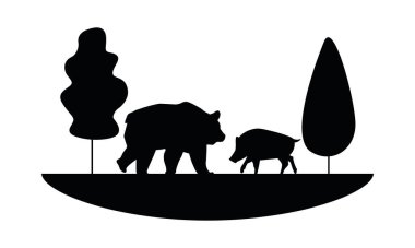 Vahşi domuz ve ayı hayvan ikonu