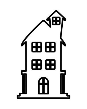 İzole edilmiş perili ev siluet vektör tasarımı