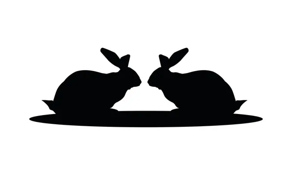 Niedliche wilde Kaninchen Tiere Natur Silhouetten — Stockvektor