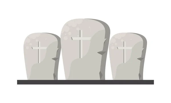 Cementerios de Halloween tumbas iconos cementerio — Archivo Imágenes Vectoriales