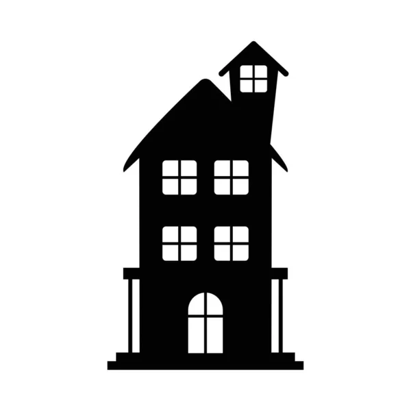 Изолированный силуэт дома с привидениями — стоковый вектор