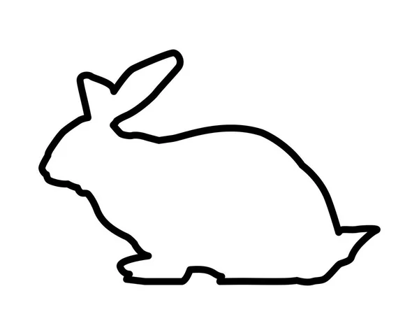 Lindo conejo salvaje naturaleza animal silueta — Vector de stock