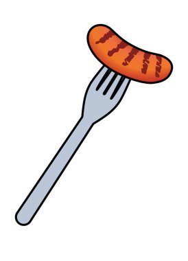 sosisli çatal izole edilmiş ikon.