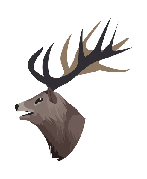 Rena selvagem animal cabeça natureza ícone — Vetor de Stock
