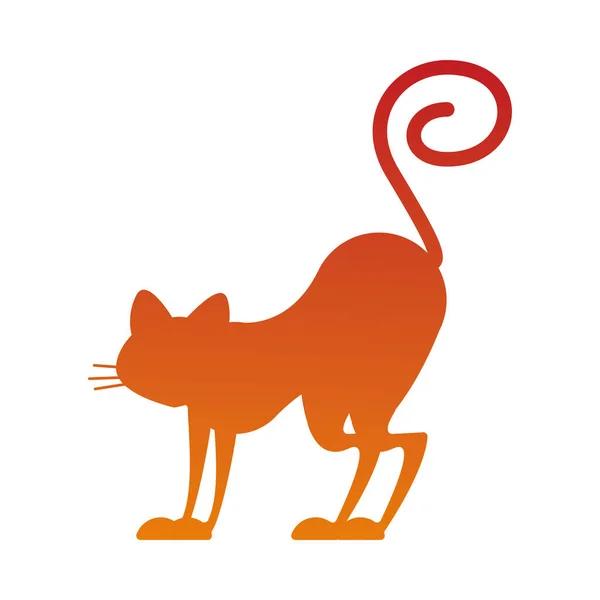 Halloween pomarańczowy kot sylwetka wektor projektu — Wektor stockowy