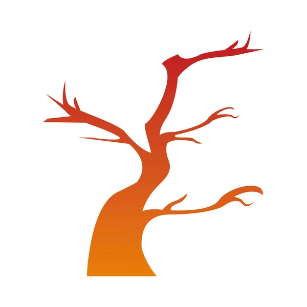 橙色孤立的裸树轮廓矢量设计 — 图库矢量图片
