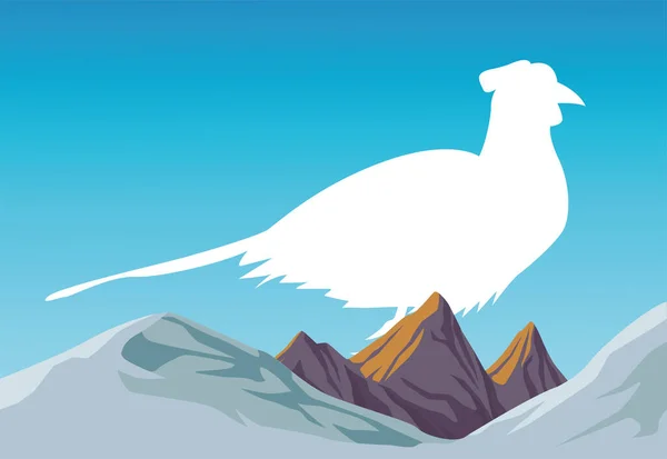 Wilde fazant vogel dier silhouet in landschap scène — Stockvector