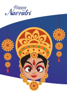 Mutlu Navratri kutlama kartları ve güzel tanrıça.