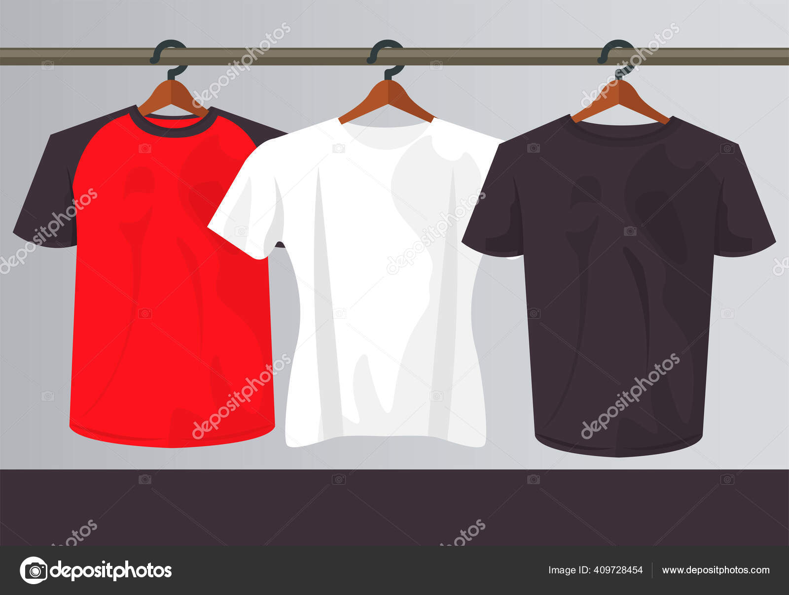 3件衣服别针的仿衬衫挂着图库矢量图©jemastock 409728454