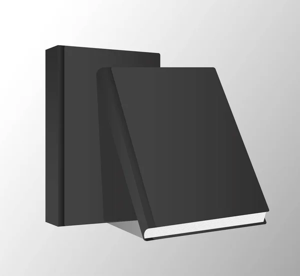 Dos libros maqueta de color negro iconos — Archivo Imágenes Vectoriales