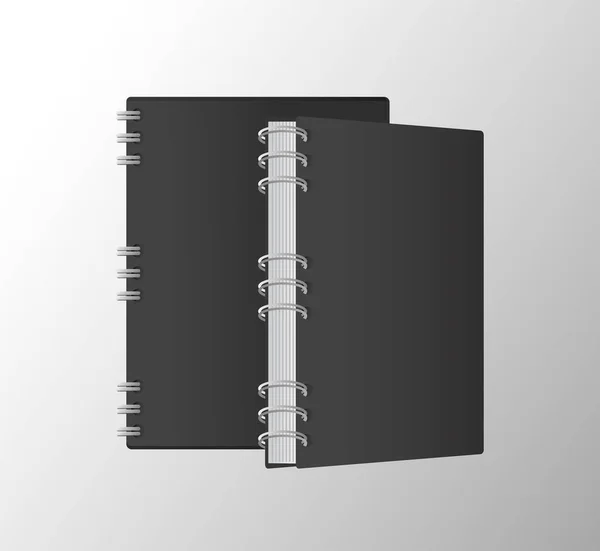 2つのノートブックのモックアップカラーブラックアイコン — ストックベクタ