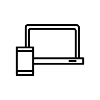 Akıllı telefon satırı simgesine sahip taşınabilir dizüstü bilgisayar