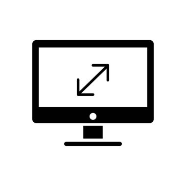 masaüstü bilgisayar monitörü ve ok siluet biçimi simgesi