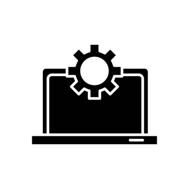 laptop taşınabilir dişli siluet biçimi simgesi ile