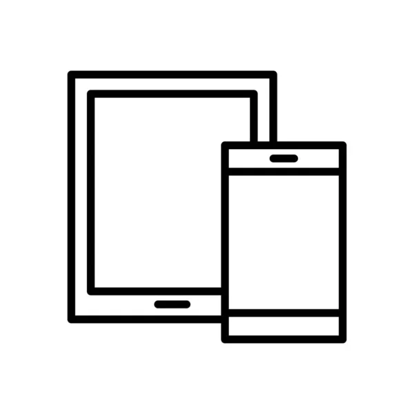 Teléfono inteligente y tableta dispositivos línea de tecnología icono de estilo — Archivo Imágenes Vectoriales