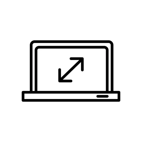 Laptop computer draagbaar met pijlen lijn stijl pictogram — Stockvector
