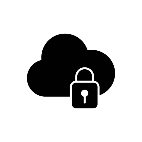 Cloud computing met hangslot silhouet stijl pictogram — Stockvector