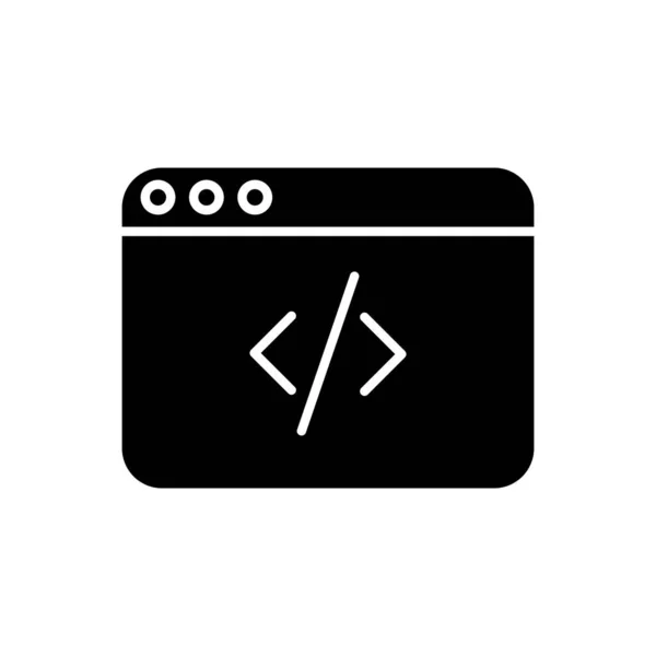 Modelo de página web com ícone de estilo silhueta de código —  Vetores de Stock