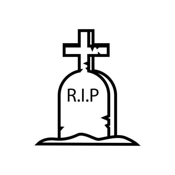 Kyrkogård grav med rippa ord linje stil ikon — Stock vektor