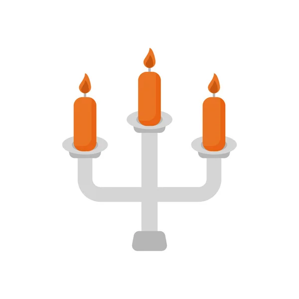 Kronleuchter mit Kerzen flache Stil-Symbol — Stockvektor