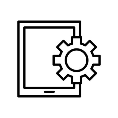 dişli satır biçimi simgesine sahip tablet aygıtı teknolojisi