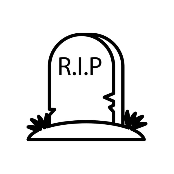 Tumba del cementerio con rasgar la palabra icono de estilo de línea — Vector de stock