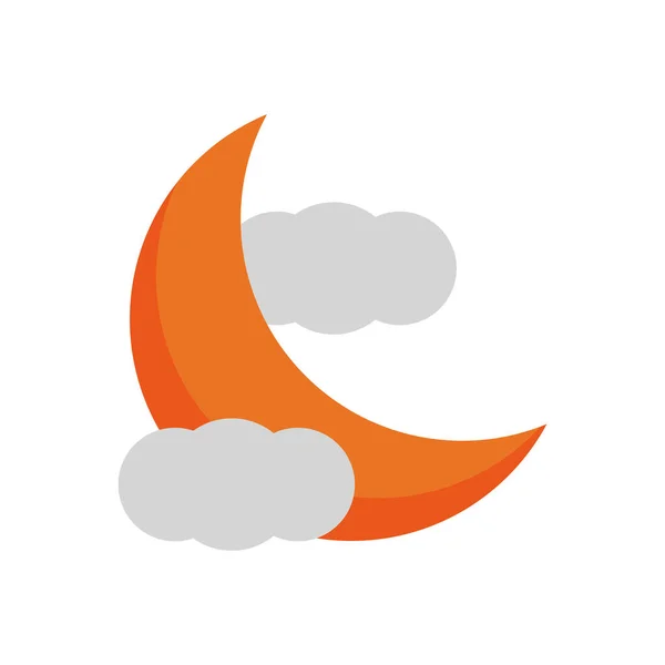 Halvmåne och moln platt stil ikon — Stock vektor