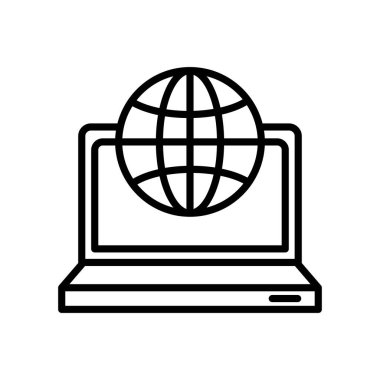 küre çizgisi simgesiyle taşınabilir dizüstü bilgisayar