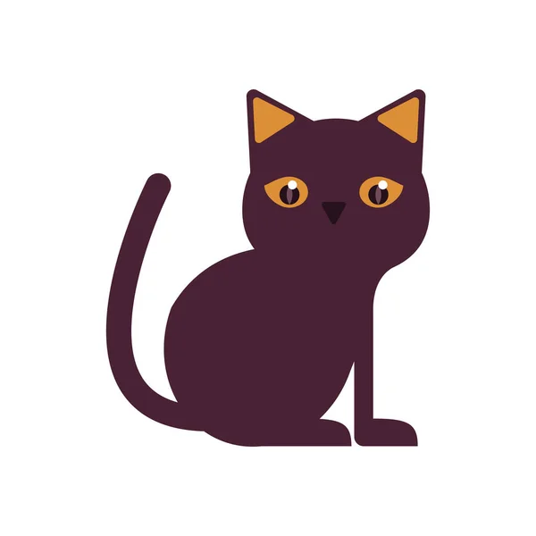 Halloween gato negro plano icono de estilo — Vector de stock