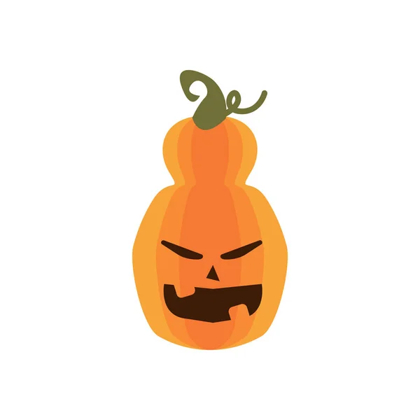 Halloween pumpkin with long head flat style icon — Stock Vector