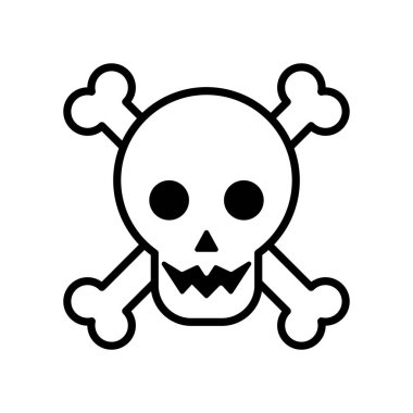 Cadılar Bayramı kafa kafatası ve kemikler çizgi simgesini aştı