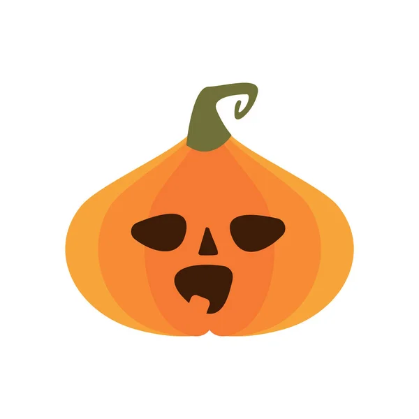 Zucca di Halloween con icona in stile piatto viso — Vettoriale Stock