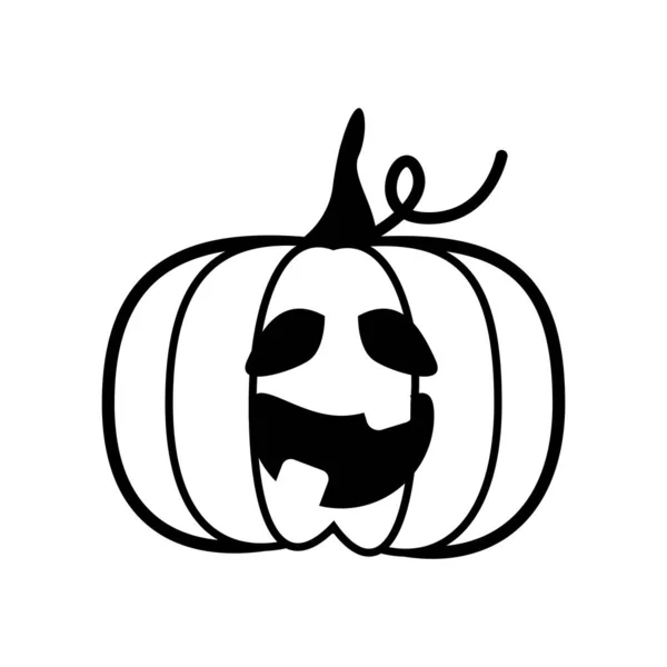 Calabaza de halloween con icono de estilo de línea de cara — Vector de stock
