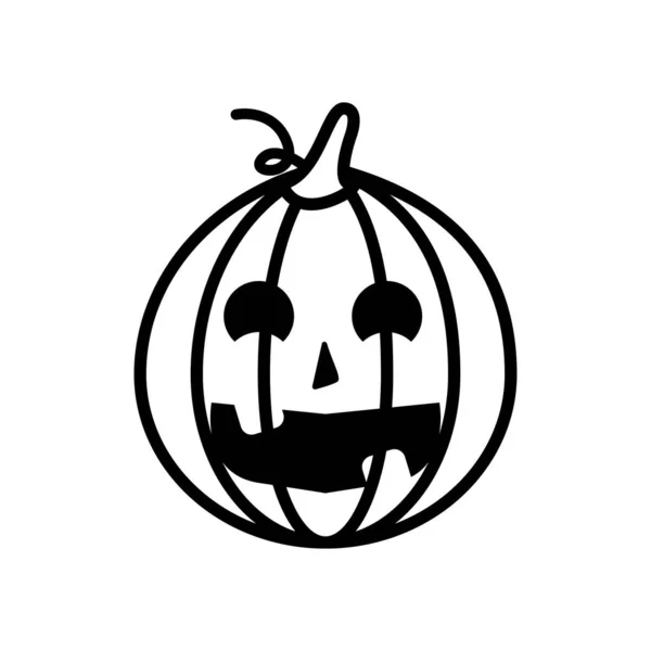 Halloween pumpa med ansikte linje stil ikon — Stock vektor