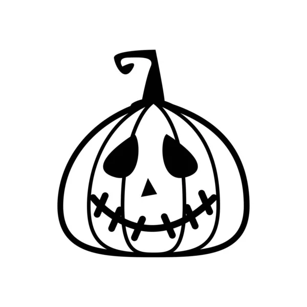 Calabaza de Halloween con la línea de la boca cosida icono de estilo — Vector de stock