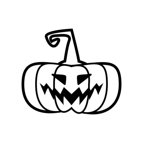 Halloween pompoen met gezicht lijn stijl pictogram — Stockvector