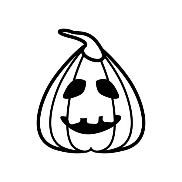 Citrouille halloween avec icône de style ligne de visage — Image vectorielle