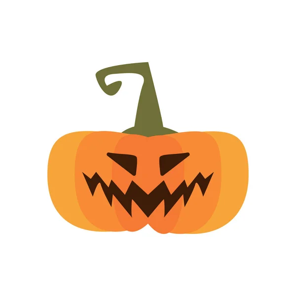 Abóbora halloween com rosto ícone de estilo plano — Vetor de Stock