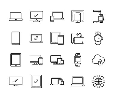 Mokup karşıt satır biçimi simgeleri demeti