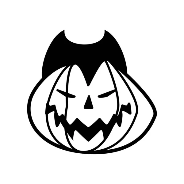 Abóbora halloween com ícone de estilo de linha de rosto dracula —  Vetores de Stock