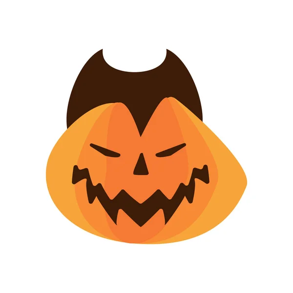 Halloween pumpkin with dracula face flat style icon — Stock Vector