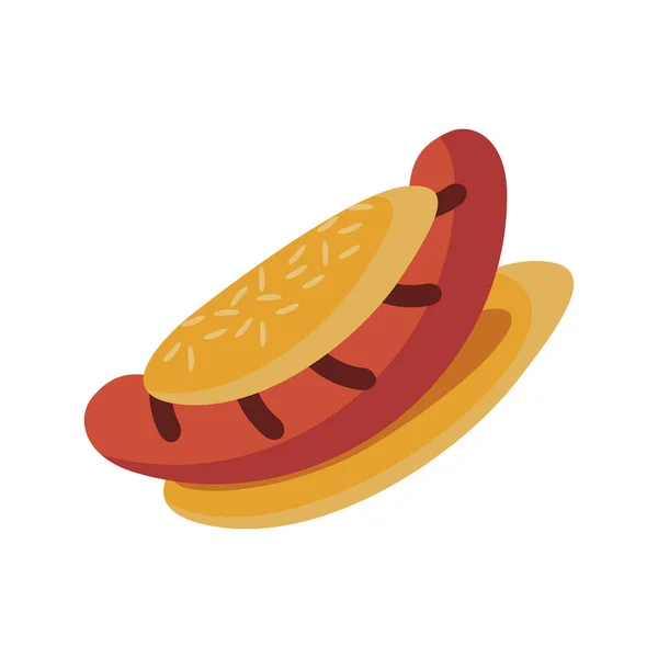 Hot Dog Fast Food Wohnung Stil — Stockvektor