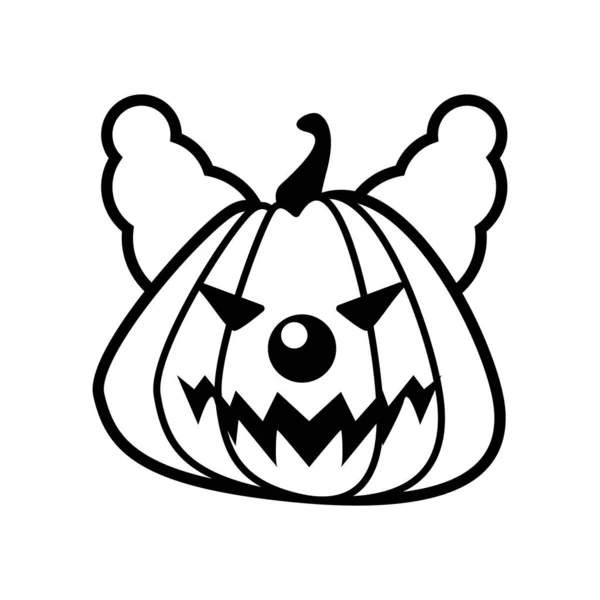 Calabaza de Halloween con la línea de payaso malvado icono de estilo — Vector de stock