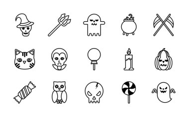 Onbeş Cadılar Bayramı seti simgesi demeti